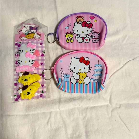 Hello Kitty Other - Hello Kitty New 2 Pk Coin Pouch Set and Hair Barrett’s! FREE Blind Box Figureine